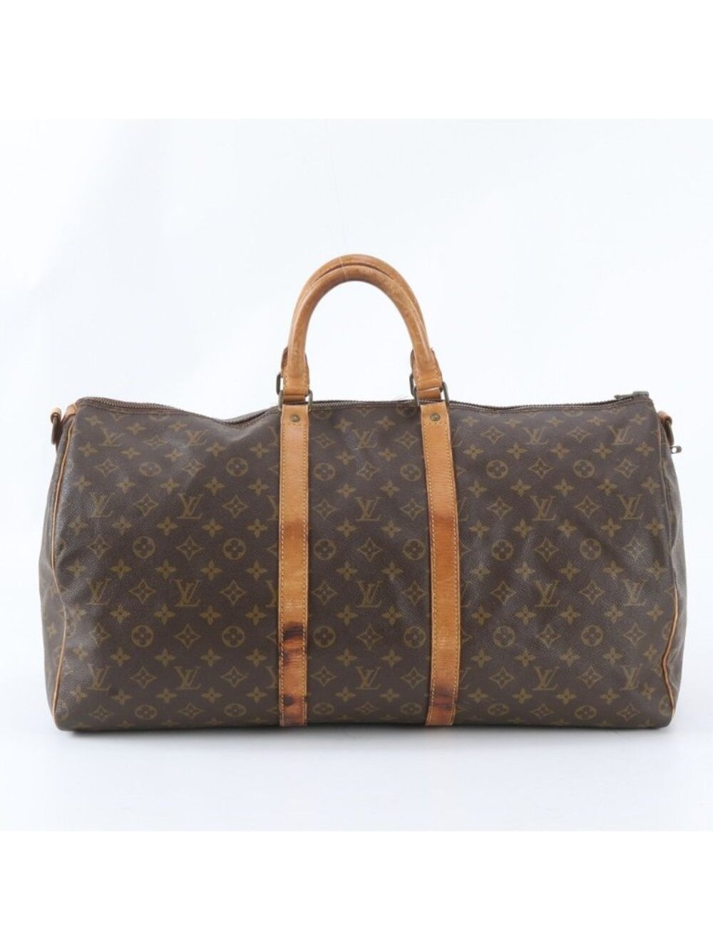 Louis Vuitton Monogram Keepall 55 Leather Boston Bag Tote Carry